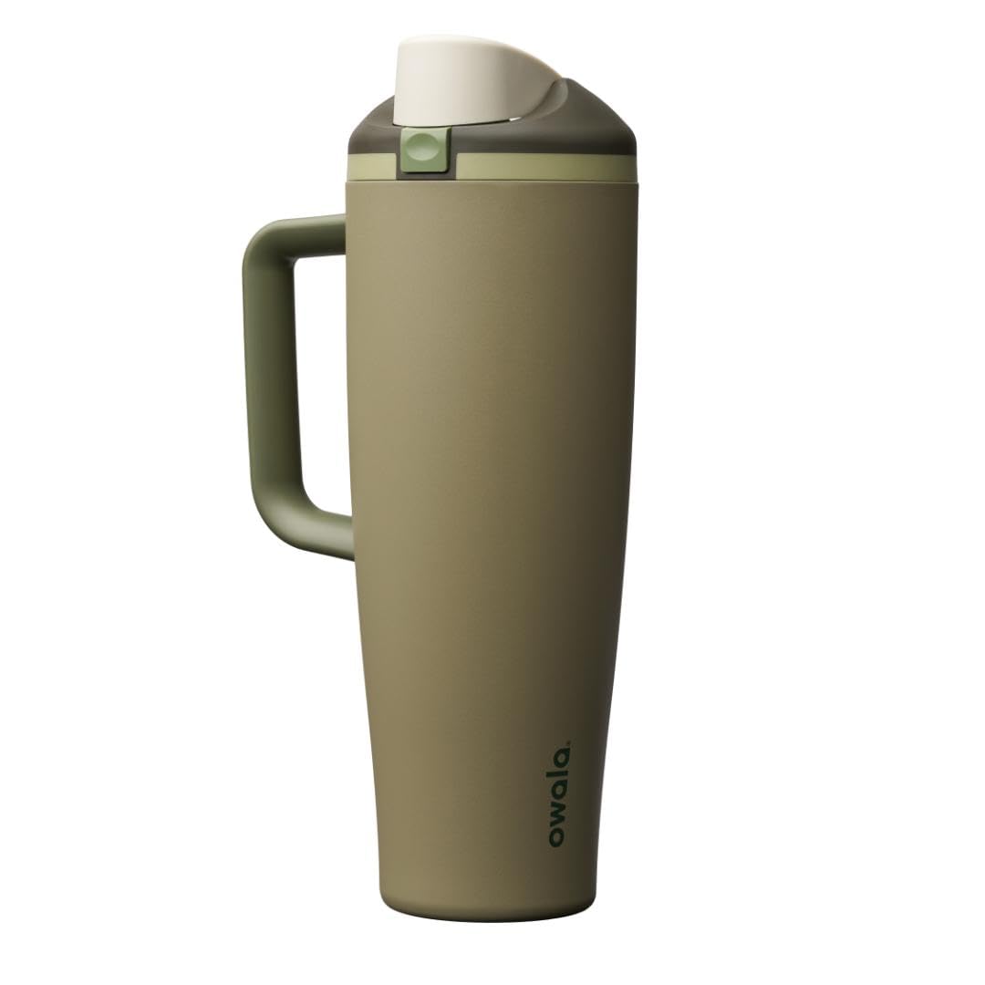 Owala FreeSip Tumbler Insulated Stainless Steel Water Bottle with Built-in Straw and Side Handle, For Travel, Work, School, and Sports, 40oz, BPA Free, Leak Proof, Foggy Tide