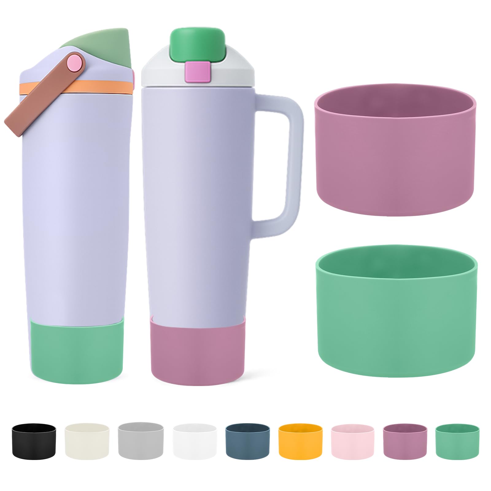 Mity rain 2PCS Protective Silicone Boots for Owala 30oz & 40oz FreeSip Sway Bottles & Tumblers - Accessories for owala, Enhances Stability & Prevents Scratches(Black Cherry)