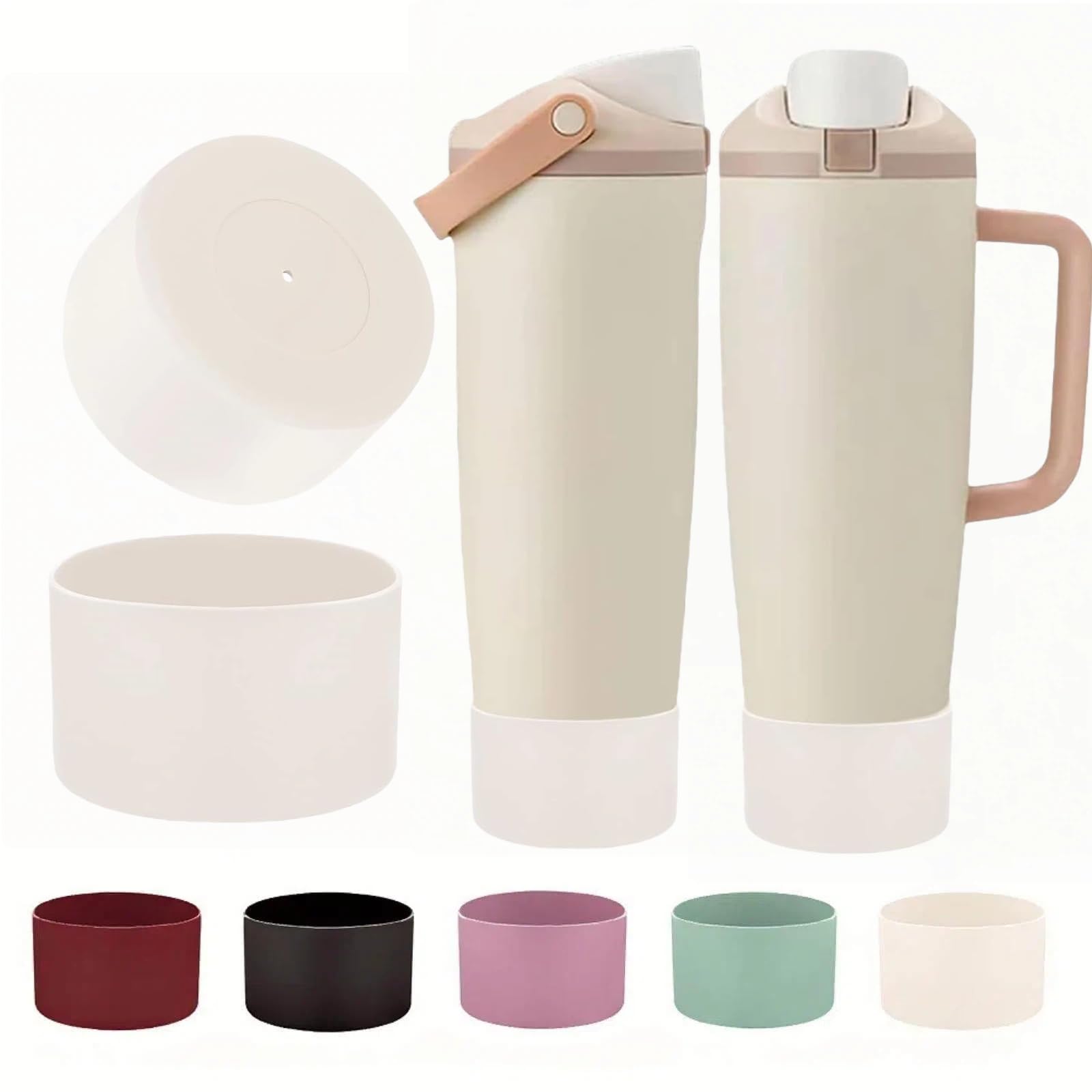 2PCS Silicone Boot for Black Cherry Owala 30oz & 40oz FreeSip Sway Bottles & Tumblers, Anti-Slip Protective Sleeve