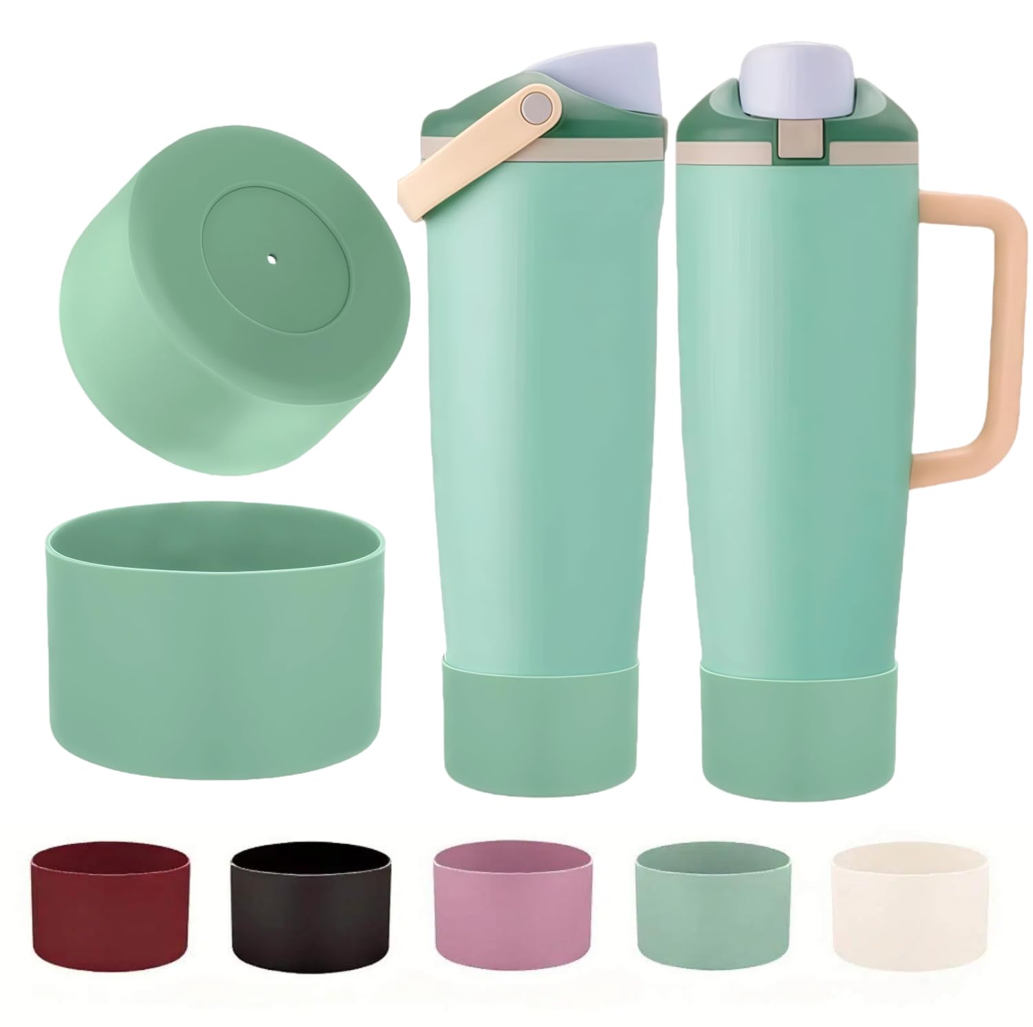 2PCS Silicone Boot for Black Cherry Owala 30oz & 40oz FreeSip Sway Bottles & Tumblers, Anti-Slip Protective Sleeve