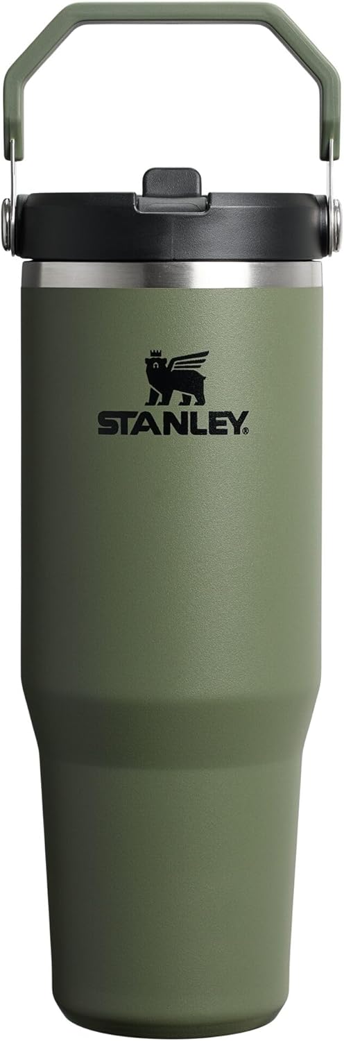 STANLEY IceFlow 2.0 Flip Straw Tumbler with Handle 30 oz | Twist On Lid and Flip Up Straw | Leakproof Water Bottle | Insulated Stainless Steel | BPA-Free | Dried Pine