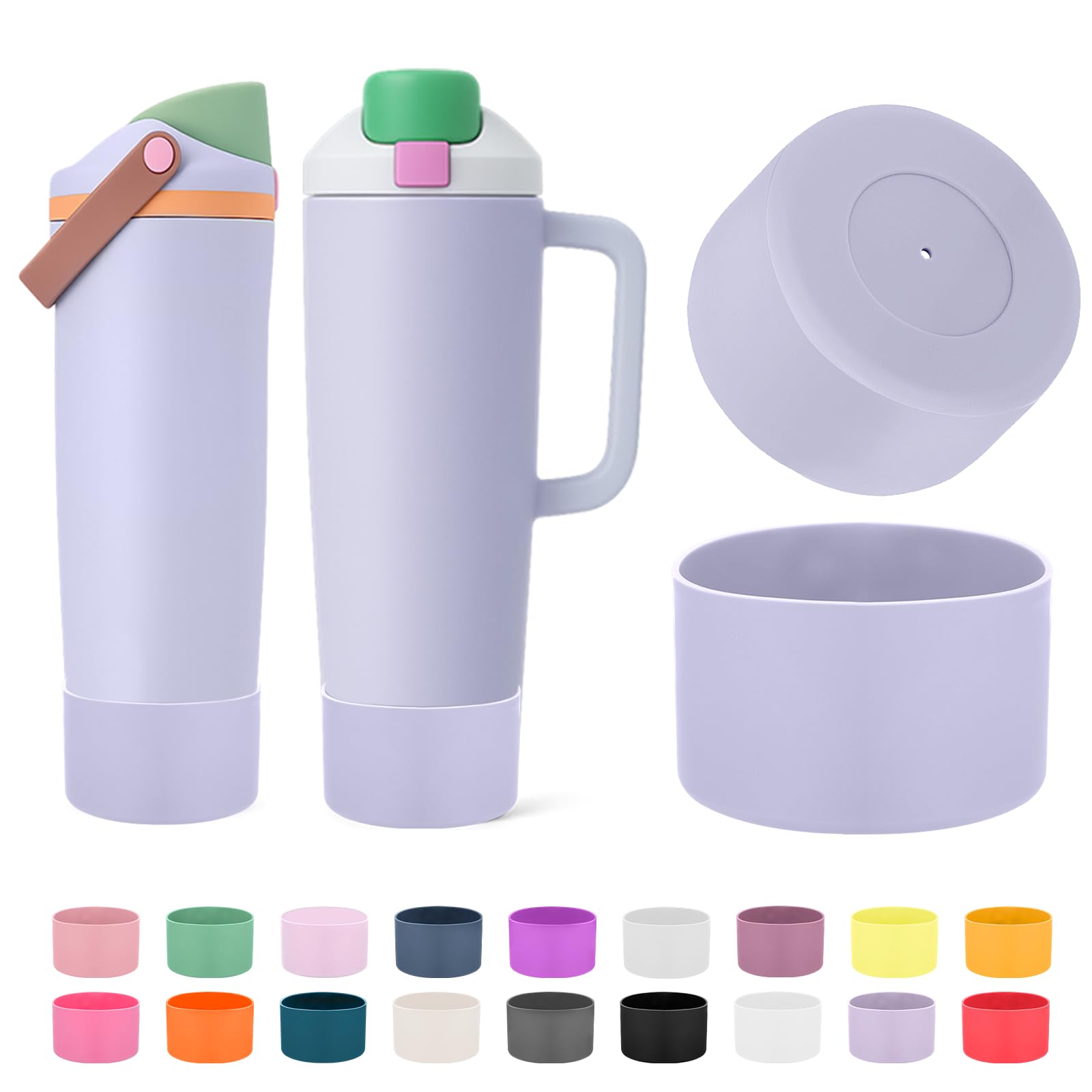 Mity rain 2PCS Protective Silicone Boots for Owala 30oz & 40oz FreeSip Sway Bottles & Tumblers - Accessories for owala, Enhances Stability & Prevents Scratches(Black Cherry)