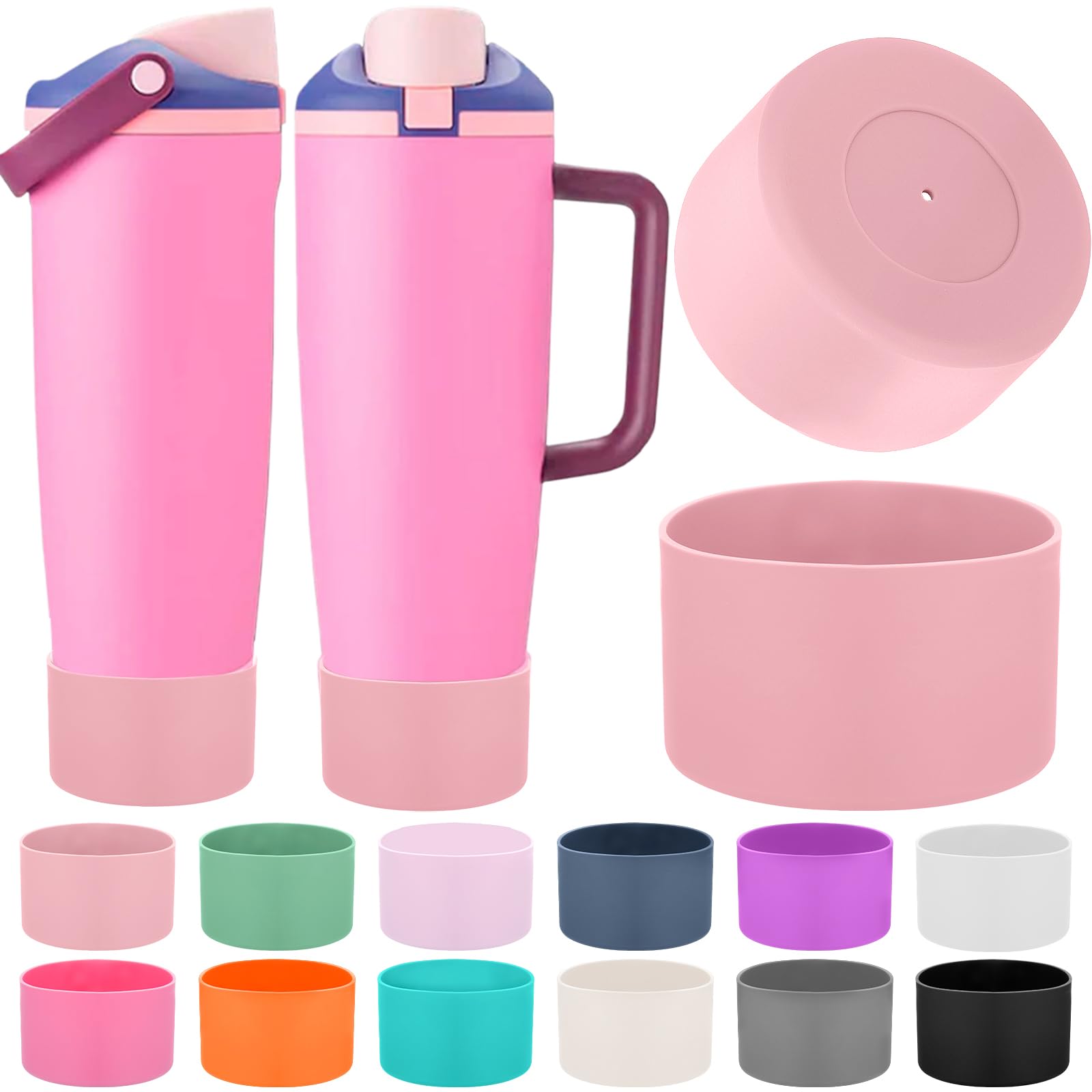 Mity rain 2PCS Protective Silicone Boots for Owala 30oz & 40oz FreeSip Sway Bottles & Tumblers - Accessories for owala, Enhances Stability & Prevents Scratches(Black Cherry)