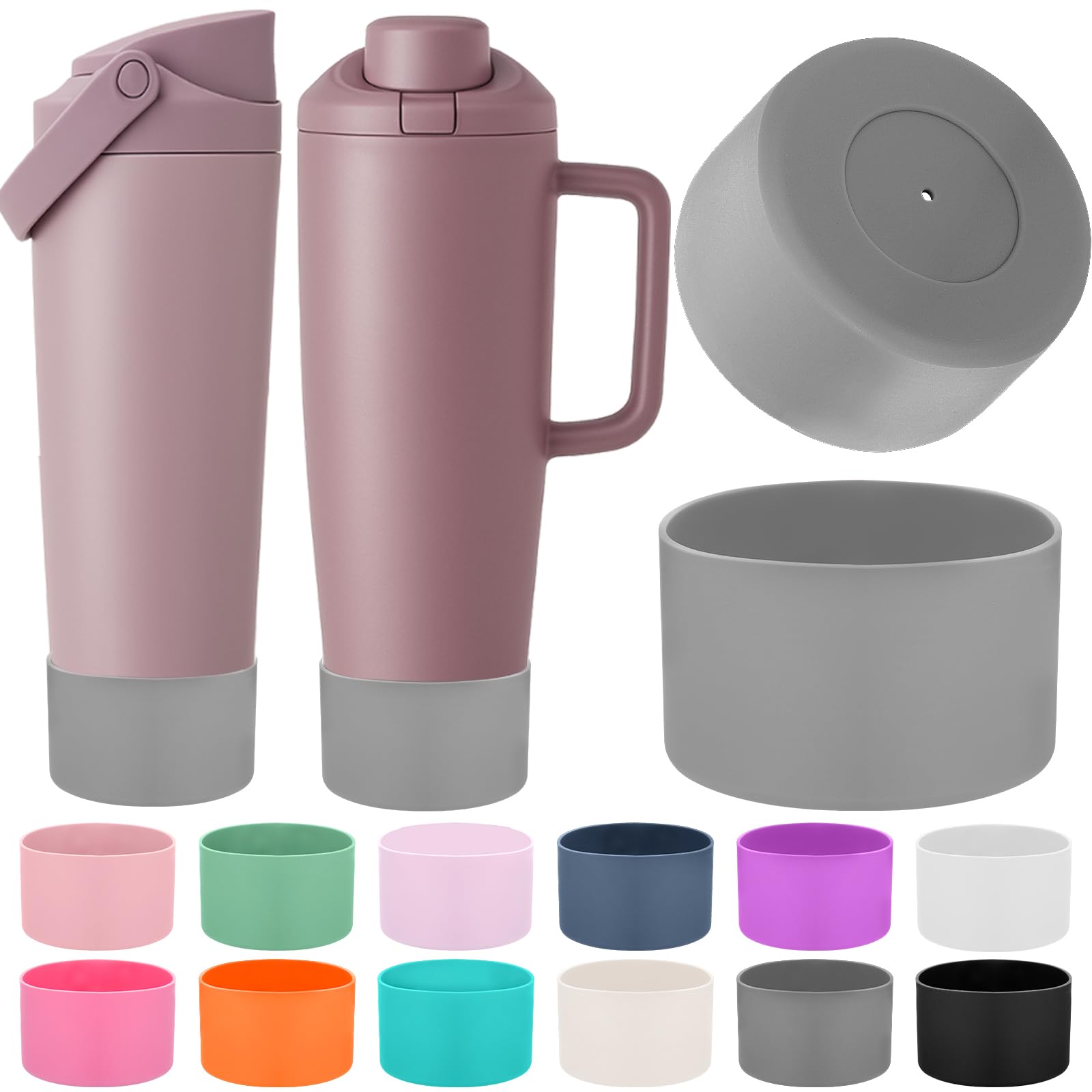 Mity rain 2PCS Protective Silicone Boots for Owala 30oz & 40oz FreeSip Sway Bottles & Tumblers - Accessories for owala, Enhances Stability & Prevents Scratches(Black Cherry)