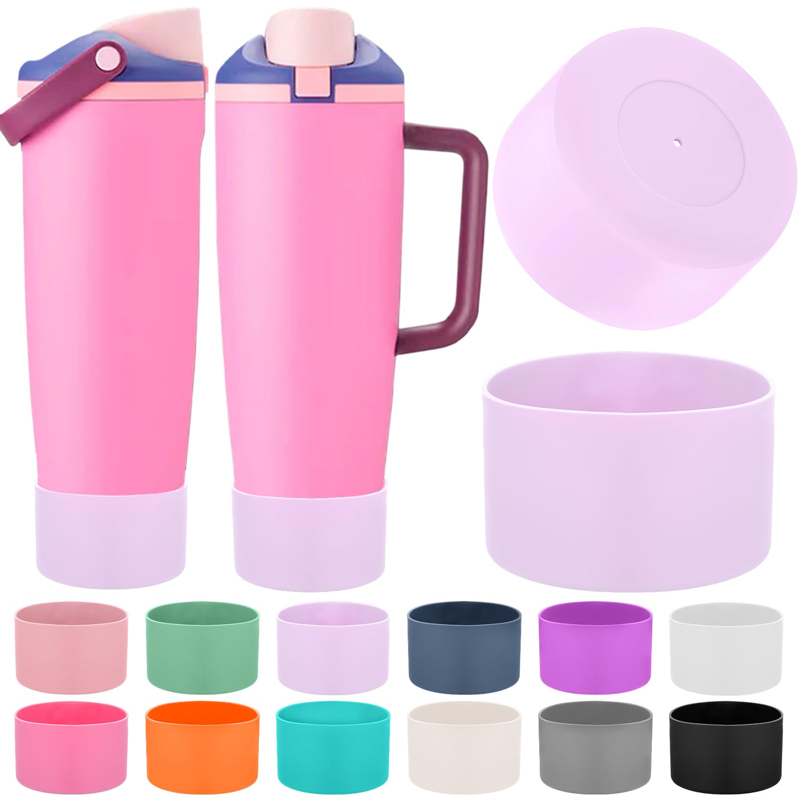 Mity rain 2PCS Protective Silicone Boots for Owala 30oz & 40oz FreeSip Sway Bottles & Tumblers - Accessories for owala, Enhances Stability & Prevents Scratches(Black Cherry)