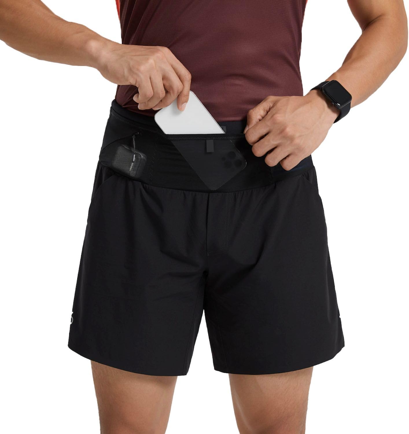 FlipBelt Black Athletic Running Shorts for Men, with Reflective Logo and Pockets, Integrated Air Belt Waistband, XS-XL