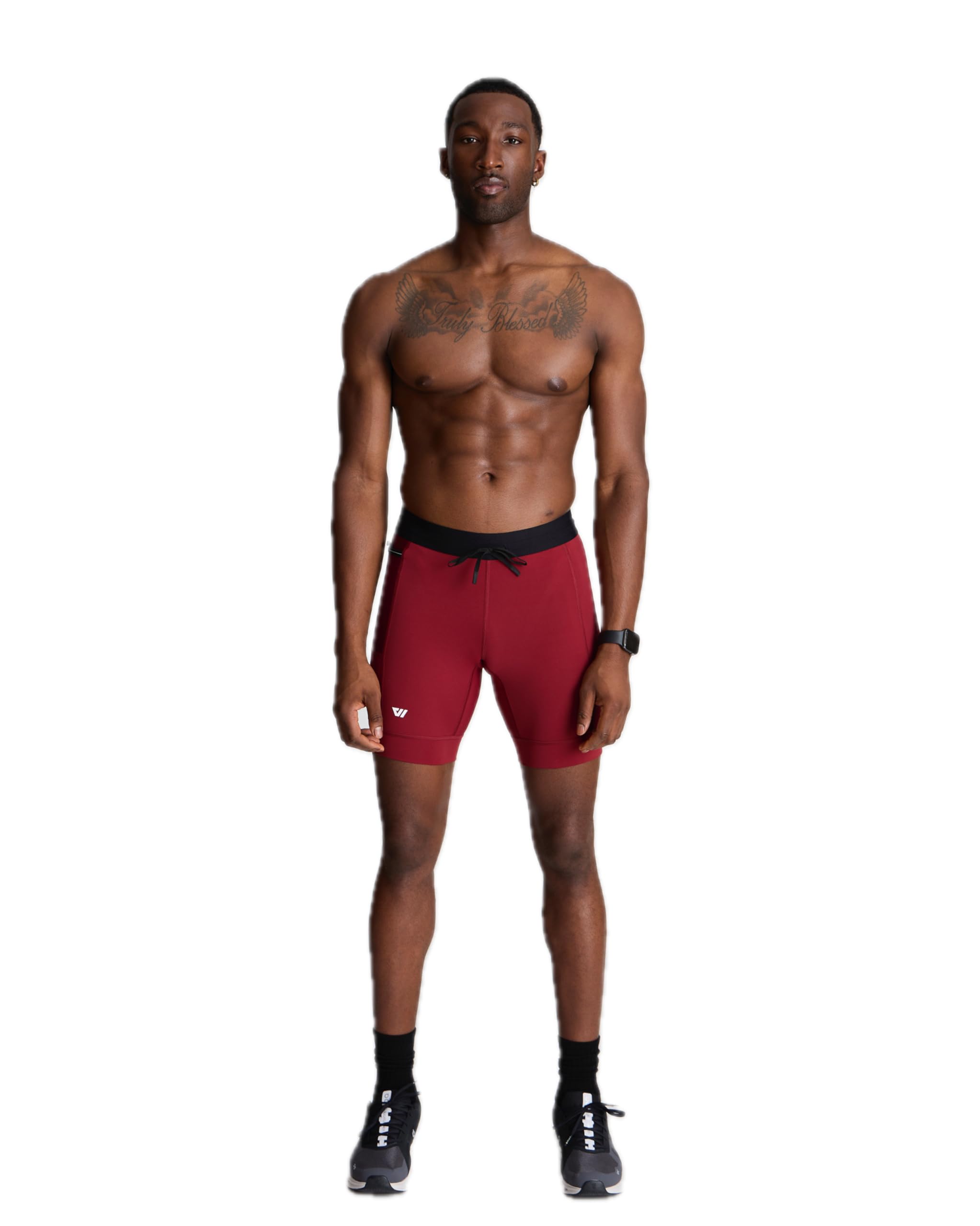 WOLACO Sprint Half Tight Compression Shorts with Phone Pocket for Men