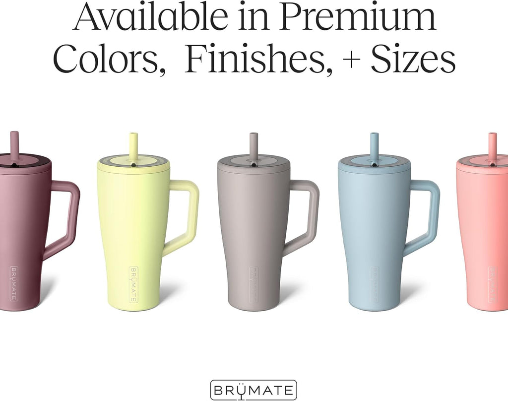 BrüMate Era 40 oz Tumbler with Handle and Straw | 100% Leakproof Insulated Tumbler with Lid and Flexible SoftSip Straw | Made of Stainless Steel | Cup Holder Friendly Base | 40oz (Cotton Candy)