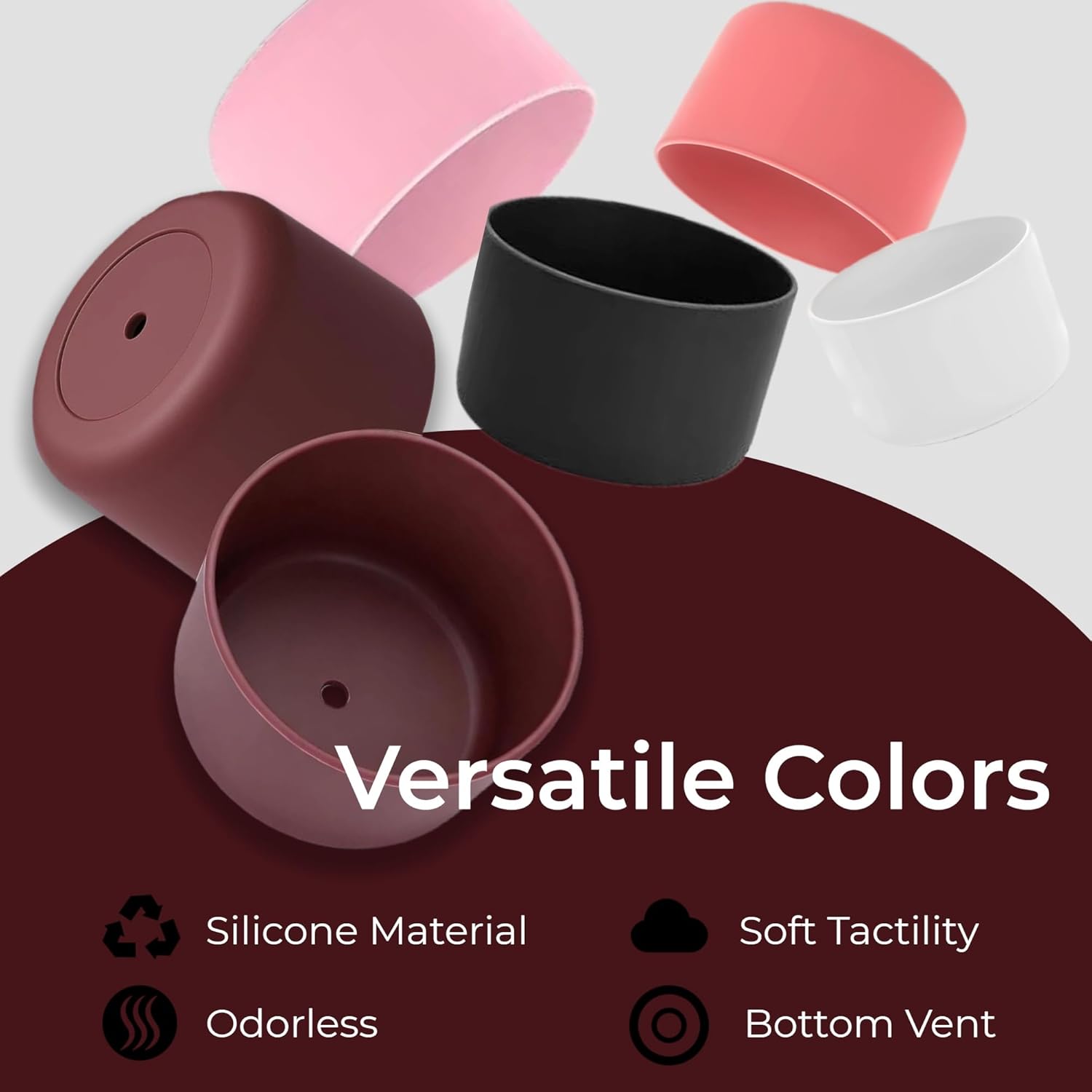 2PCS Silicone Boot for Black Cherry Owala 30oz & 40oz FreeSip Sway Bottles & Tumblers, Anti-Slip Protective Sleeve