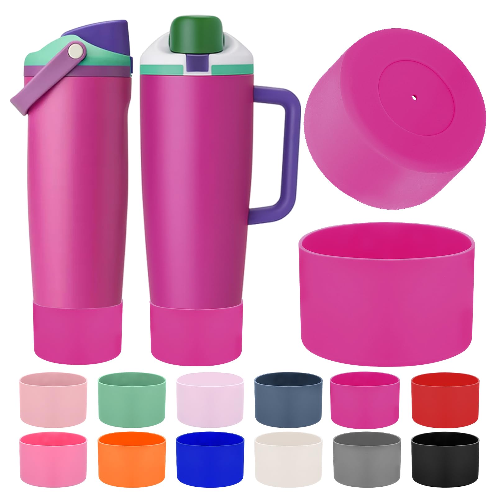 Mity rain 2PCS Protective Silicone Boots for Owala 30oz & 40oz FreeSip Sway Bottles & Tumblers - Accessories for owala, Enhances Stability & Prevents Scratches(Black Cherry)