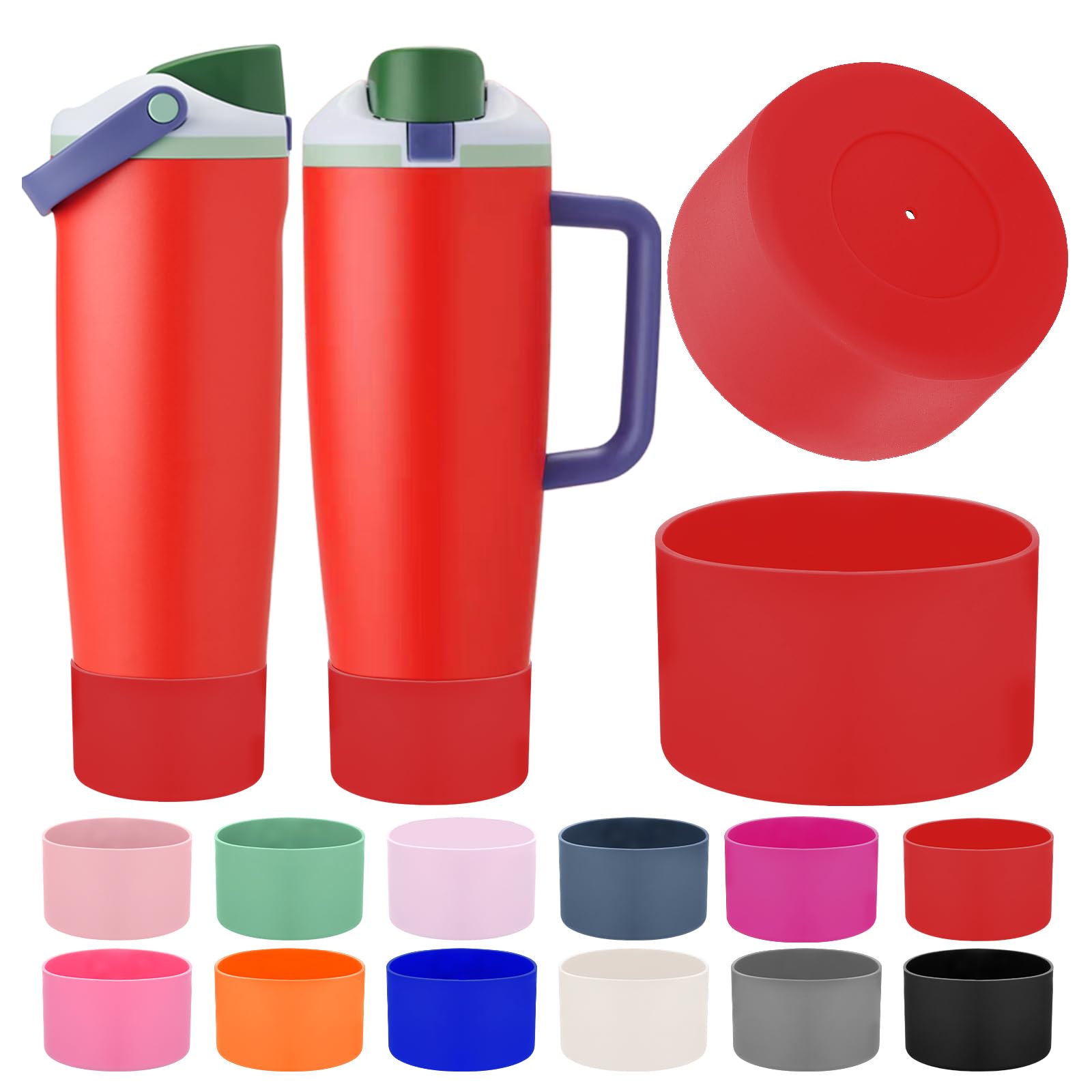 Mity rain 2PCS Protective Silicone Boots for Owala 30oz & 40oz FreeSip Sway Bottles & Tumblers - Accessories for owala, Enhances Stability & Prevents Scratches(Black Cherry)