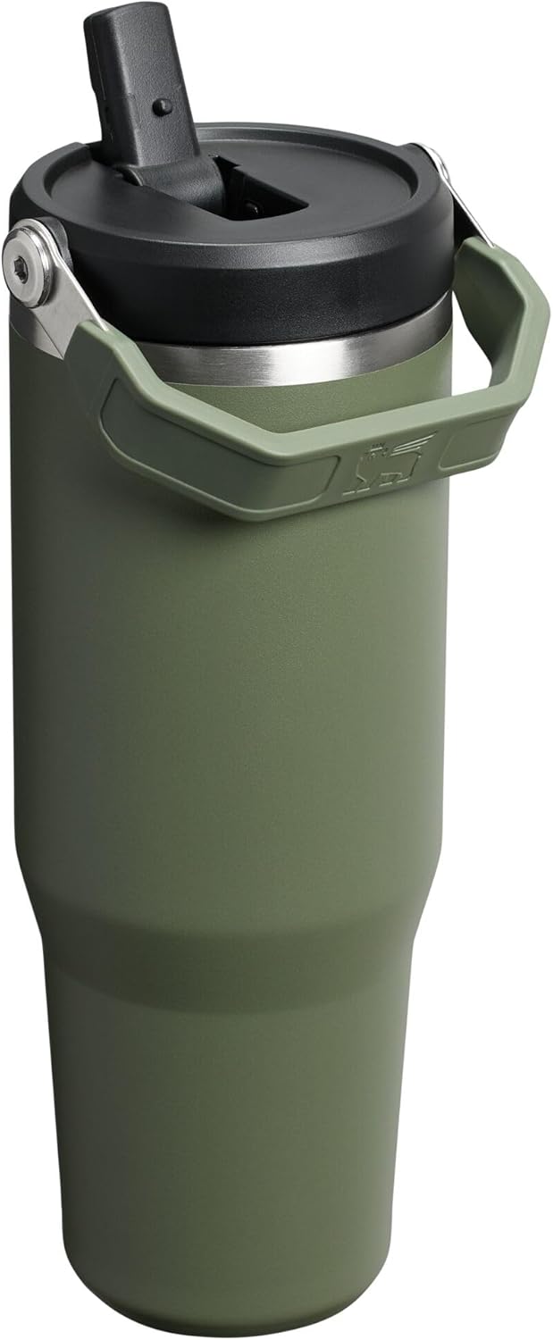 STANLEY IceFlow 2.0 Flip Straw Tumbler with Handle 30 oz | Twist On Lid and Flip Up Straw | Leakproof Water Bottle | Insulated Stainless Steel | BPA-Free | Dried Pine