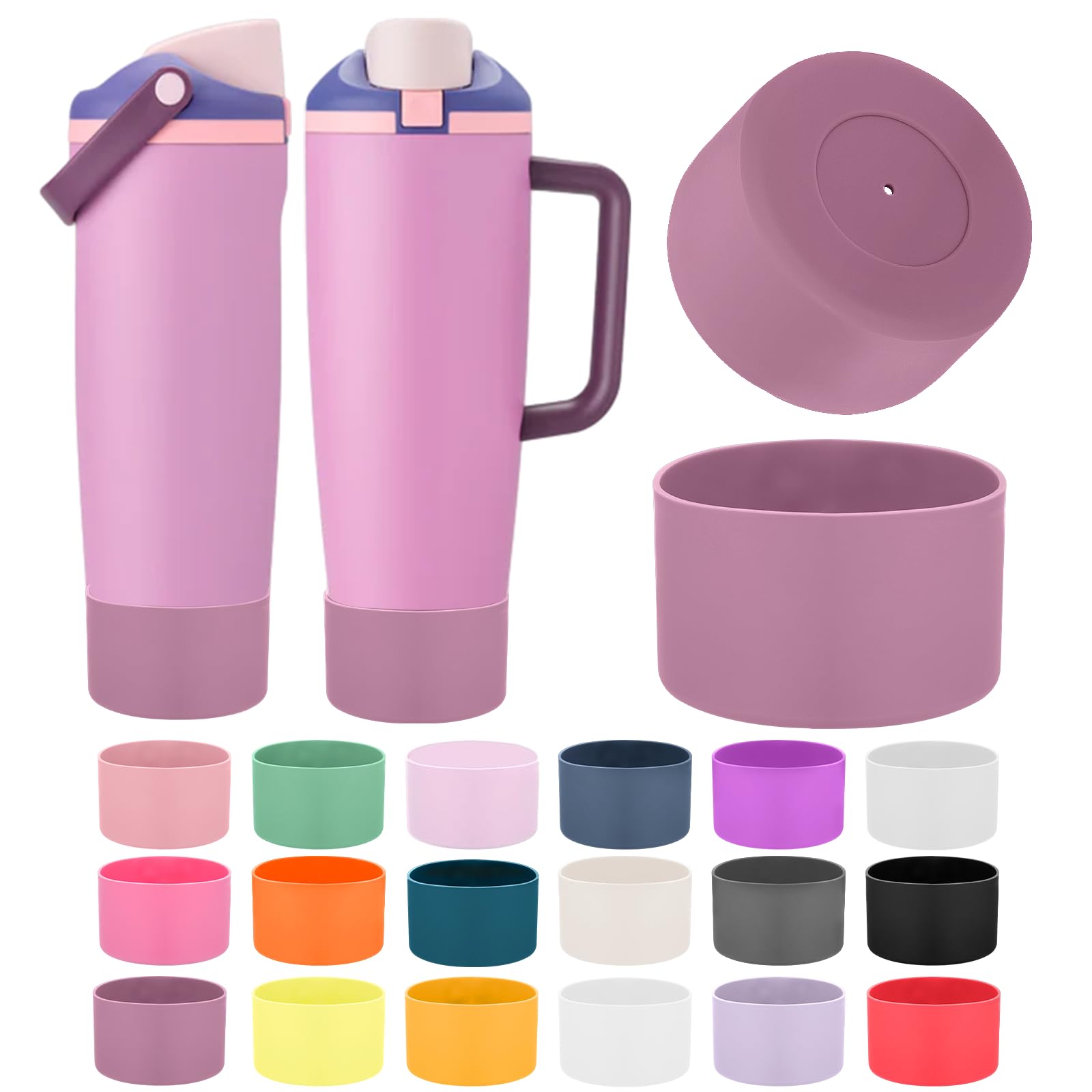 Mity rain 2PCS Protective Silicone Boots for Owala 30oz & 40oz FreeSip Sway Bottles & Tumblers - Accessories for owala, Enhances Stability & Prevents Scratches(Black Cherry)