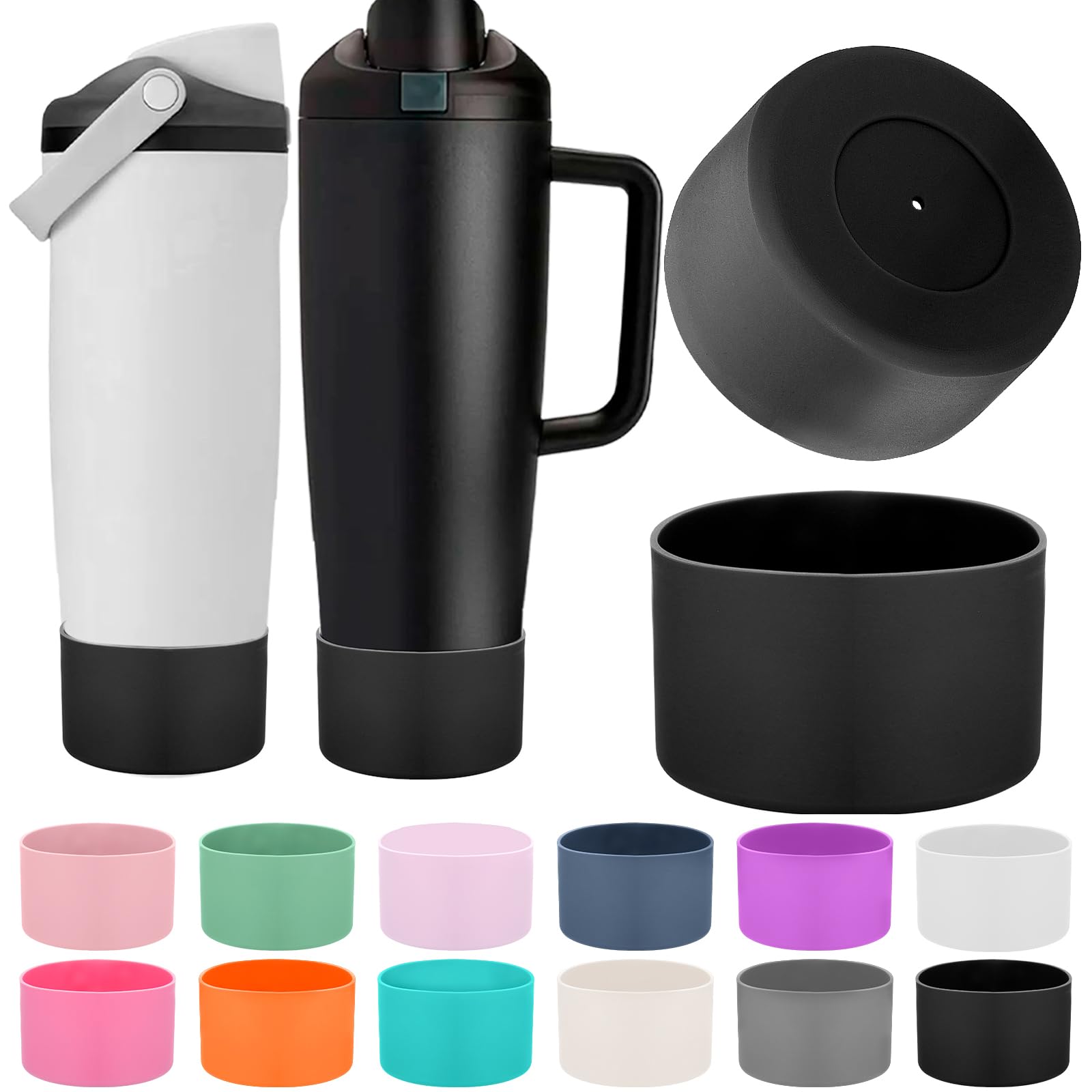 Mity rain 2PCS Protective Silicone Boots for Owala 30oz & 40oz FreeSip Sway Bottles & Tumblers - Accessories for owala, Enhances Stability & Prevents Scratches(Black Cherry)