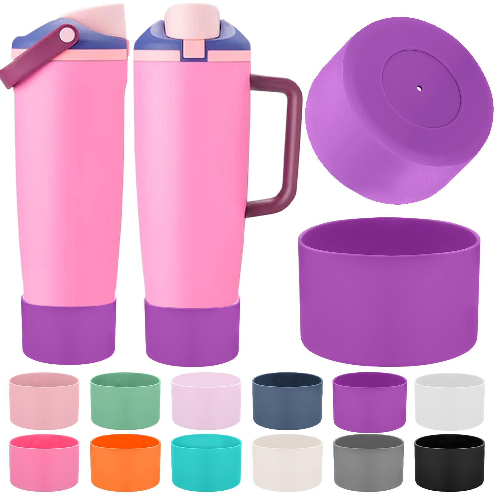 Mity rain 2PCS Protective Silicone Boots for Owala 30oz & 40oz FreeSip Sway Bottles & Tumblers - Accessories for owala, Enhances Stability & Prevents Scratches(Black Cherry)