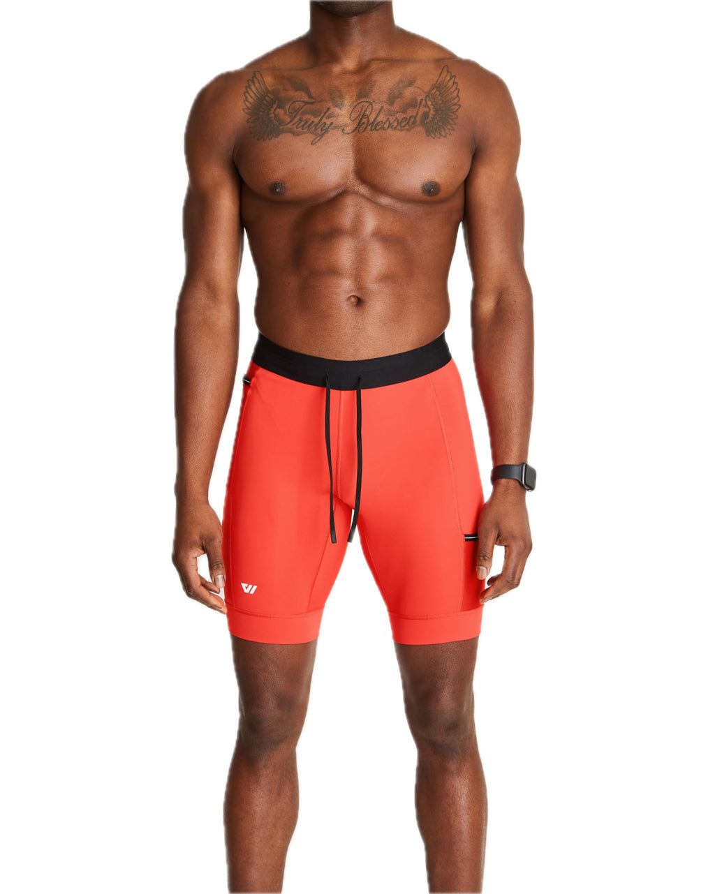 WOLACO Sprint Half Tight Compression Shorts with Phone Pocket for Men
