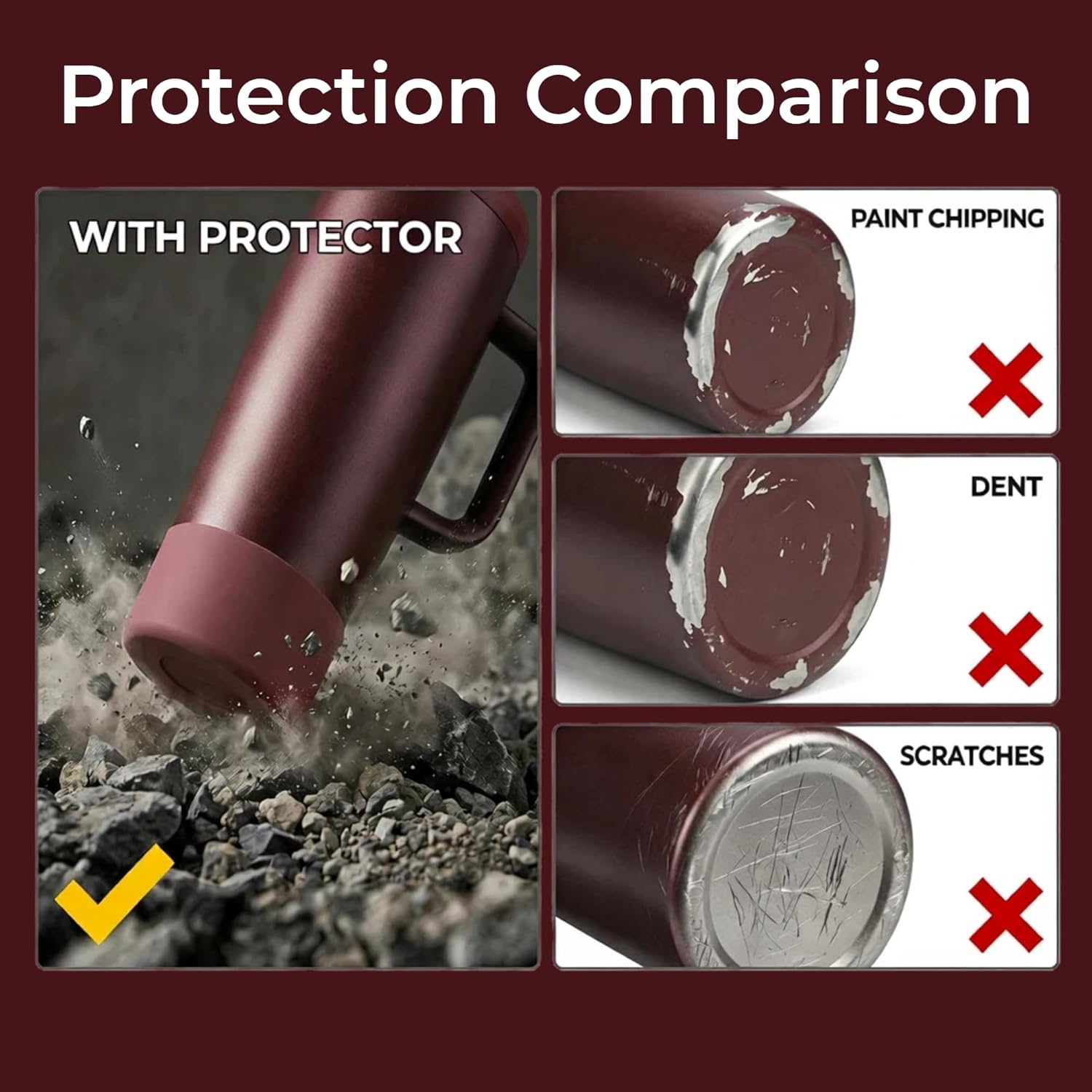 2PCS Silicone Boot for Black Cherry Owala 30oz & 40oz FreeSip Sway Bottles & Tumblers, Anti-Slip Protective Sleeve