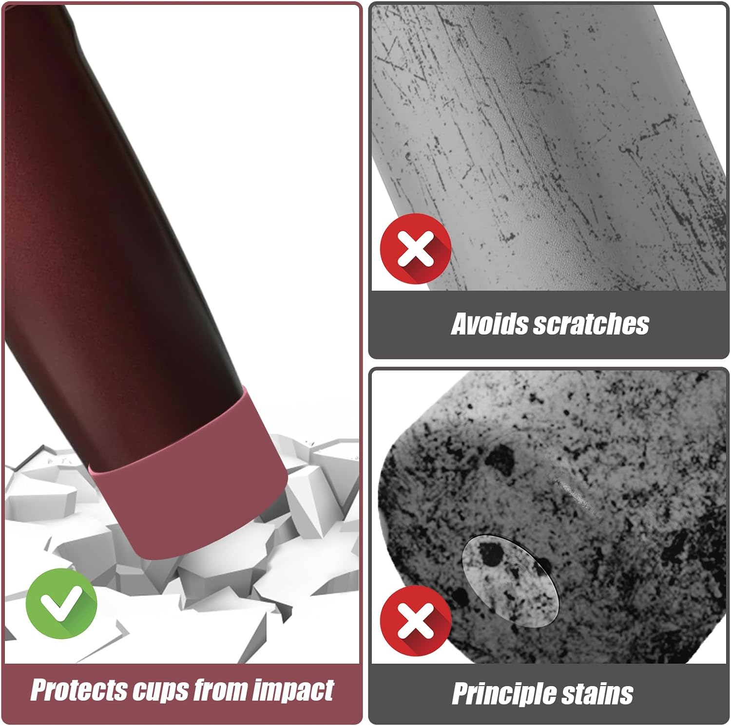 Mity rain 2PCS Protective Silicone Boots for Owala 30oz & 40oz FreeSip Sway Bottles & Tumblers - Accessories for owala, Enhances Stability & Prevents Scratches(Black Cherry)