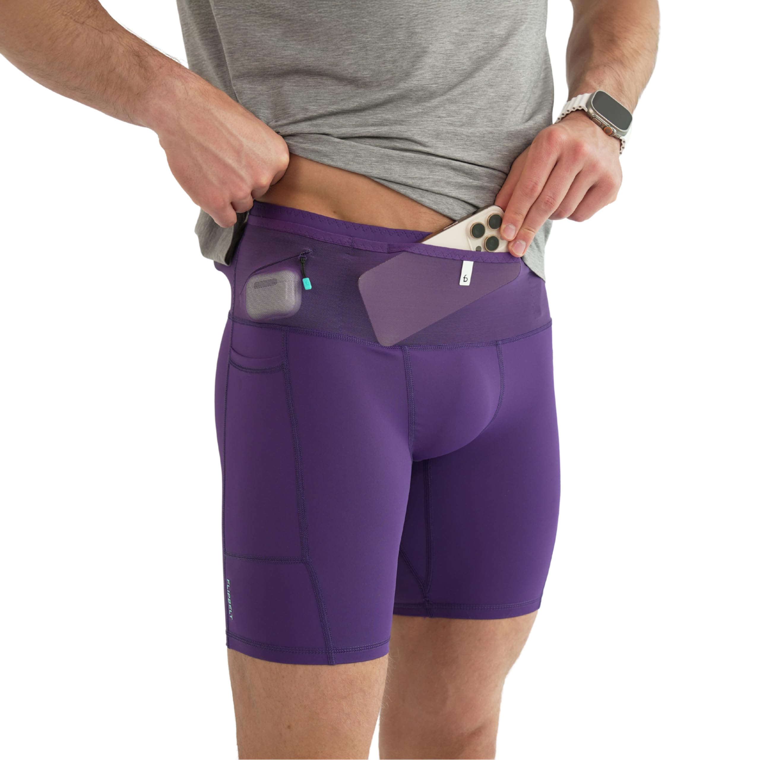 FlipBelt Men's Running Compression Shorts with Pockets - Secure Your Phone, Keys and Even Water Bottles - USA Small Business