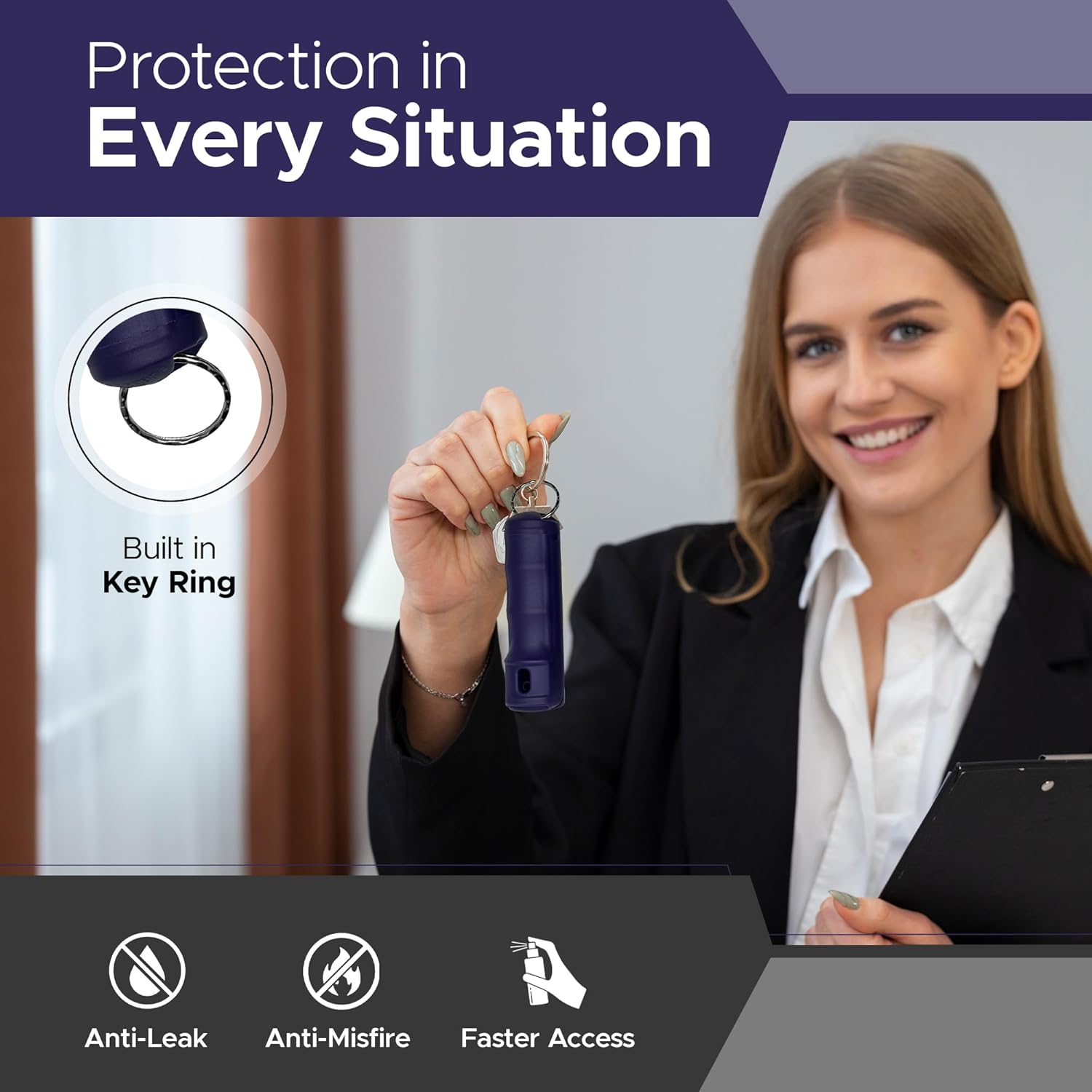 FURY Fliptop Hardshell Pepper Spray, 12ft Range, UV Dye Identifier, Police Strength, Made in USA, Stylish Multicolor, Self Defense, Safety Gear, Quick Access Flip Top