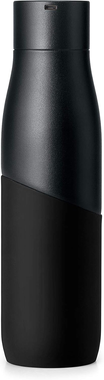 LARQ Bottle Movement PureVis 24 oz - Lightweight Self-Cleaning and Non-Insulated Stainless Steel Water Bottle with UV Water Purifier | Reusable & Travel Friendly, Black/Onyx