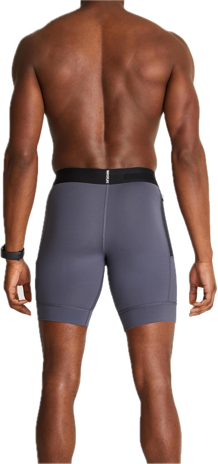 WOLACO Sprint Half Tight Compression Shorts with Phone Pocket for Men