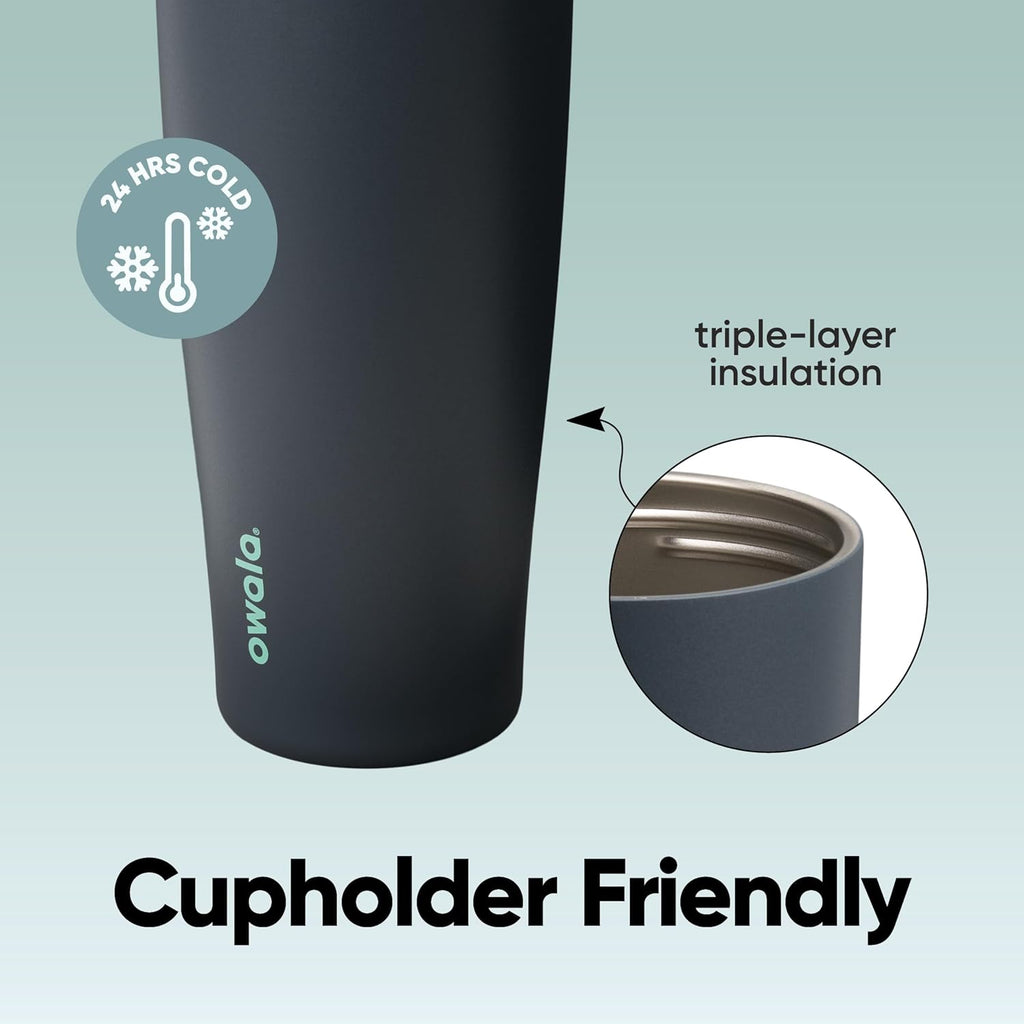 Owala FreeSip Tumbler Insulated Stainless Steel Water Bottle with Built-in Straw and Side Handle, For Travel, Work, School, and Sports, 40oz, BPA Free, Leak Proof, Foggy Tide