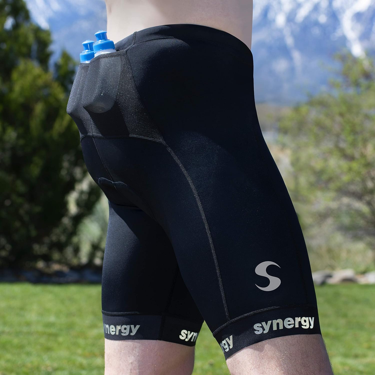Synergy Men's Elite Tri Shorts with Mesh Pockets and Running Bottles