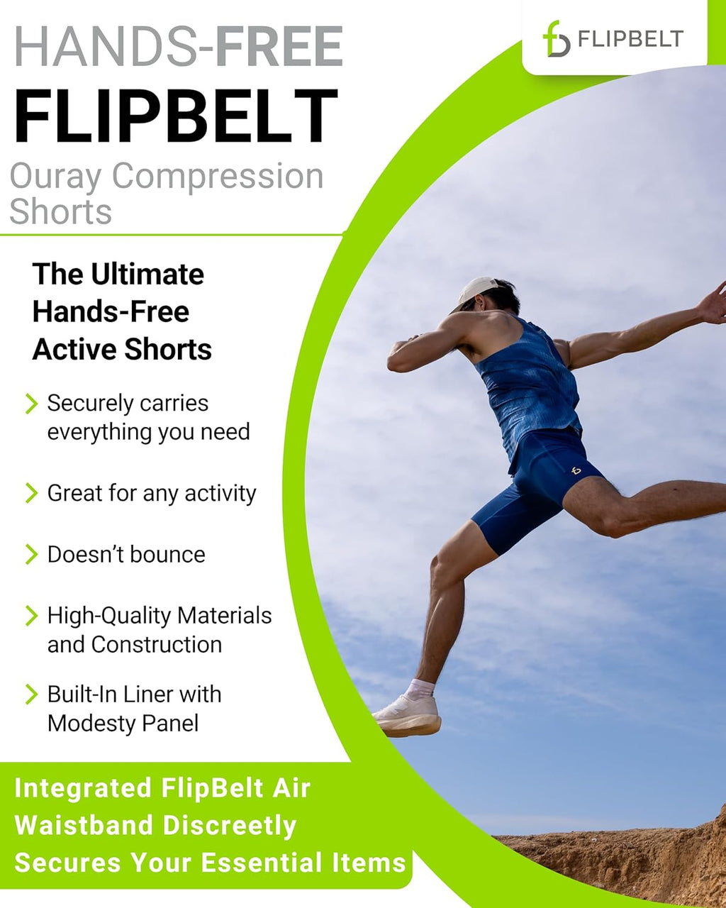 FlipBelt Men's Running Compression Shorts with Pockets - Secure Your Phone, Keys and Even Water Bottles - USA Small Business