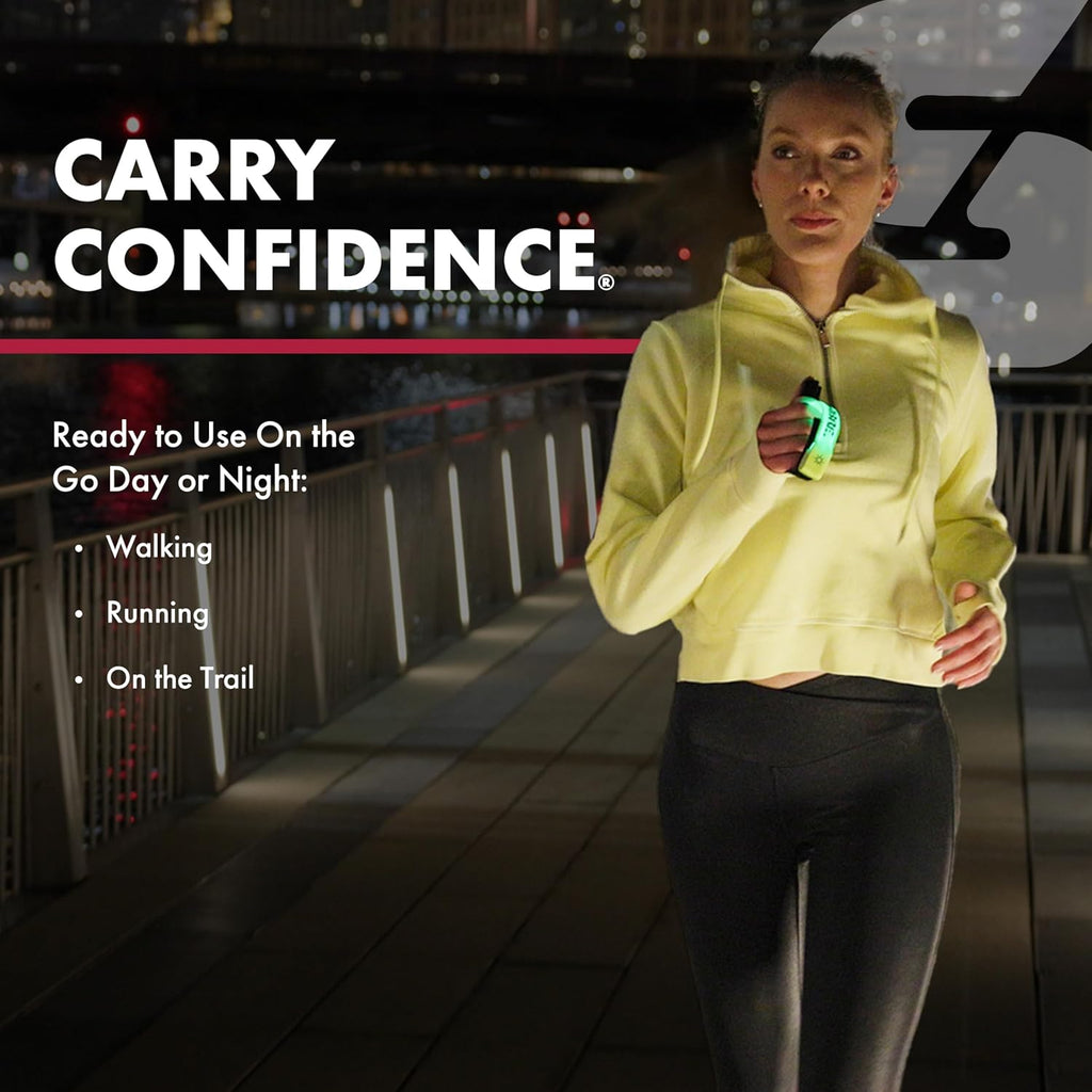 SABRE Runner Pepper Gel for Self Defense with Adjustable LED Hand Strap for Running, Always On or Flashing Light, Ambidextrous Fit, Max Strength 35 Bursts, Protect Against Multiple Threats, 0.67 fl oz