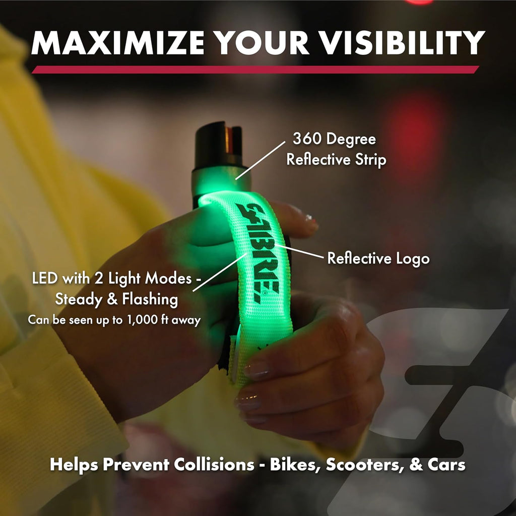 SABRE Runner Pepper Gel for Self Defense with Adjustable LED Hand Strap for Running, Always On or Flashing Light, Ambidextrous Fit, Max Strength 35 Bursts, Protect Against Multiple Threats, 0.67 fl oz