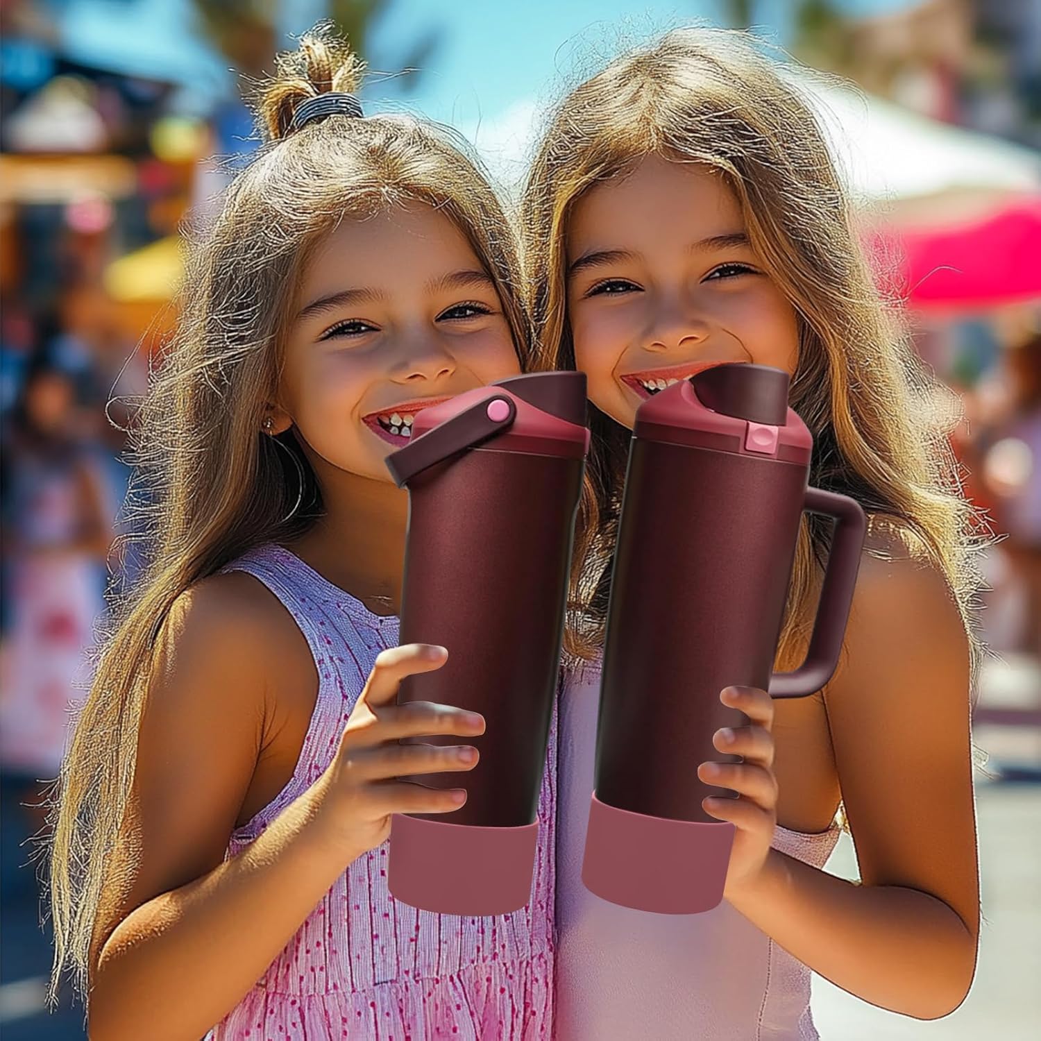 Mity rain 2PCS Protective Silicone Boots for Owala 30oz & 40oz FreeSip Sway Bottles & Tumblers - Accessories for owala, Enhances Stability & Prevents Scratches(Black Cherry)