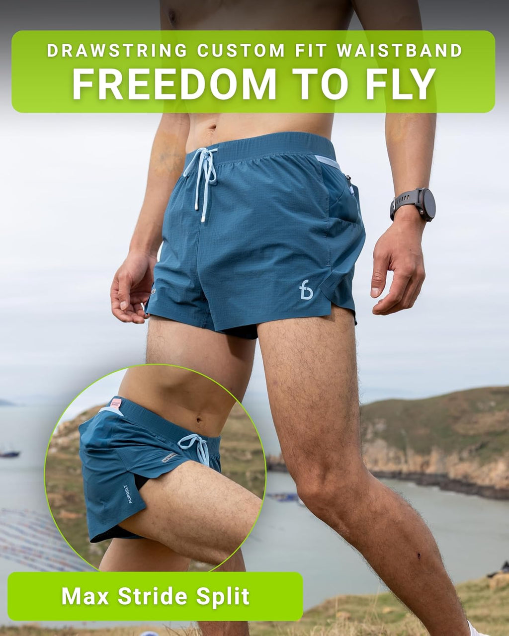 FlipBelt Black Athletic Elite Running Shorts for Men, Lightweight Moisture Wicking Exercise Shorts with Pockets, XS-XL