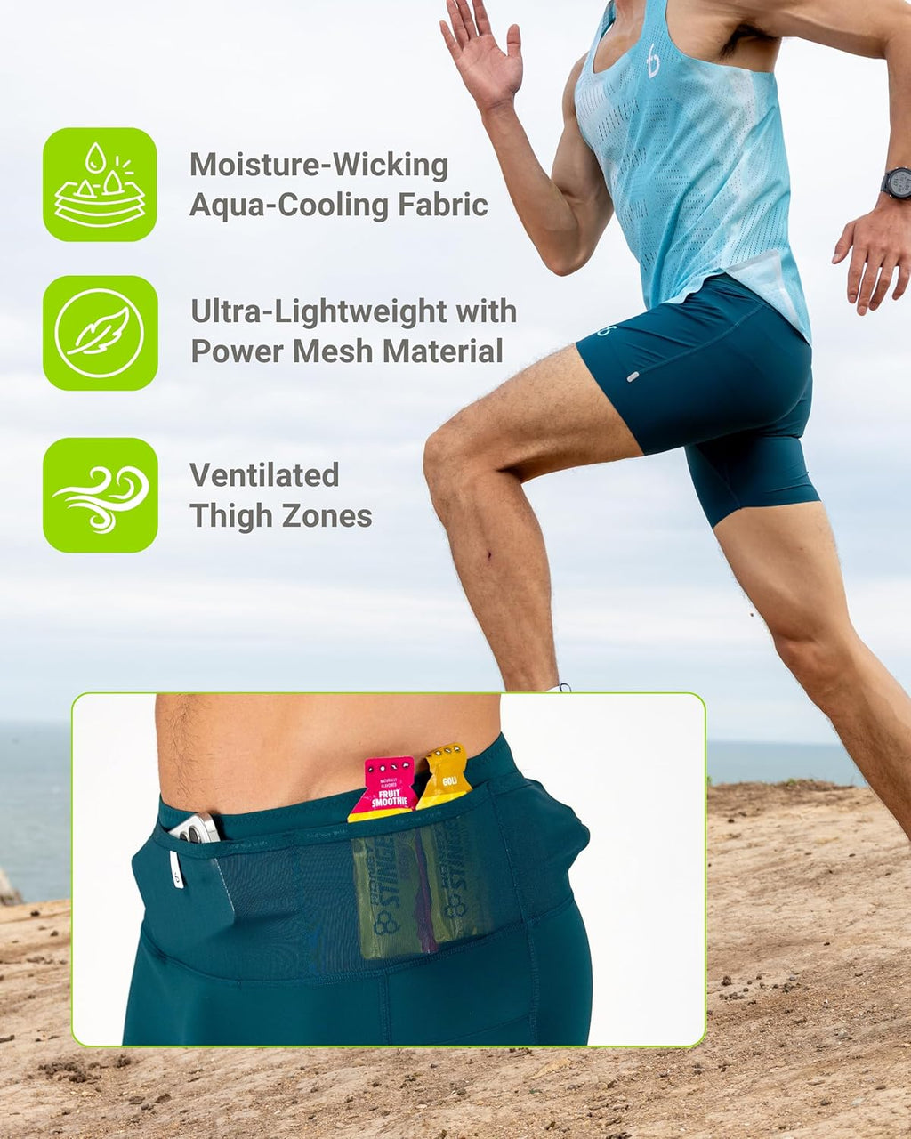 FlipBelt Men's Running Compression Shorts with Pockets - Secure Your Phone, Keys and Even Water Bottles - USA Small Business